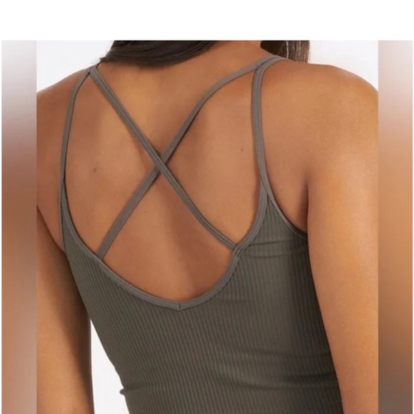 Vuori Ribbed Tank Top in Taupe - Picture 9 of 9